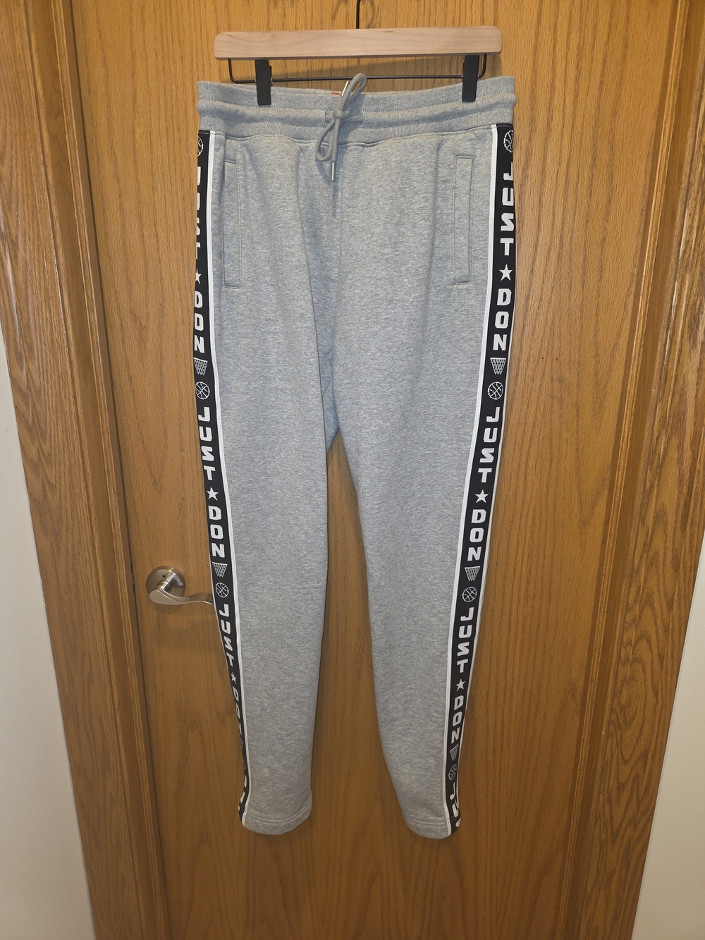 JUST DON All City Gray Side-Stripe Sweatpants